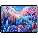 Nature Night Bushes Flowers Leaves Clouds Landscape Berries Story Fantasy Wallpaper Background Sampl Fleece Blanket (Large)