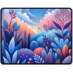 Nature Night Bushes Flowers Leaves Clouds Landscape Berries Story Fantasy Wallpaper Background Sampl Fleece Blanket (Medium)