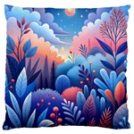 Nature Night Bushes Flowers Leaves Clouds Landscape Berries Story Fantasy Wallpaper Background Sampl Large Cushion Case (Two Sides)