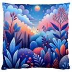 Nature Night Bushes Flowers Leaves Clouds Landscape Berries Story Fantasy Wallpaper Background Sampl Large Premium Plush Fleece Cushion Case (One Side)