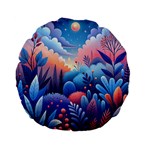Nature Night Bushes Flowers Leaves Clouds Landscape Berries Story Fantasy Wallpaper Background Sampl Standard 15  Premium Flano Round Cushions