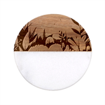 Nature Night Bushes Flowers Leaves Clouds Landscape Berries Story Fantasy Wallpaper Background Sampl Classic Marble Wood Coaster (Round) 