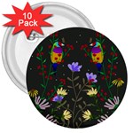 Bird Flower Plant Nature 3  Buttons (10 pack) 