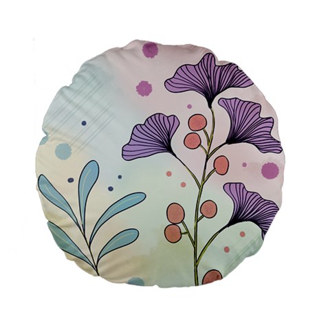Flower Paint Flora Nature Plant Standard 15  Premium Round Cushions from ArtsNow.com Front