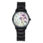 Flower Paint Flora Nature Plant Stainless Steel Round Watch