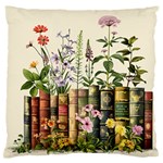 Books Flowers Book Flower Flora Floral Large Premium Plush Fleece Cushion Case (Two Sides)