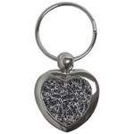 Rebel Life: Typography Black and White Pattern Key Chain (Heart)