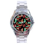 Abstract Geometric Pattern Stainless Steel Analogue Watch