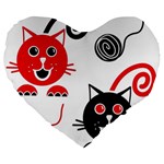 Cat Little Ball Animal Large 19  Premium Heart Shape Cushions