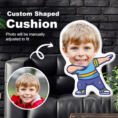 Personalized Photo in Dabbing Kid Cartoon Style Custom Shaped Cushion Cut To Shape Cushion Case from ArtsNow.com Front