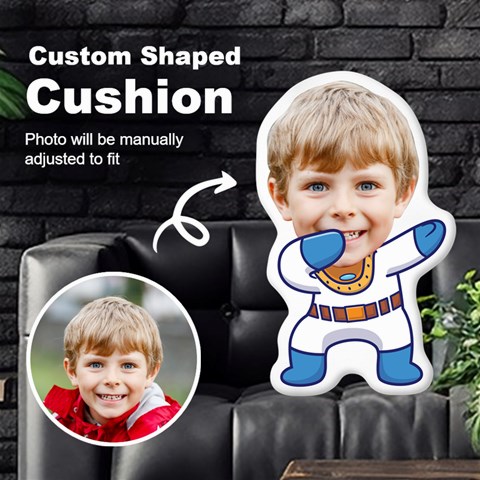 Personalized Photo in Dabbing Astronaut Cartoon Style Custom Shaped Cushion Cut To Shape Cushion Case from ArtsNow.com Front