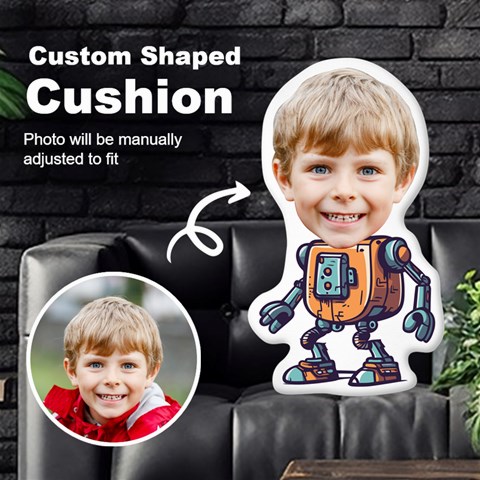 Personalized Photo in Robot Cartoon Style Custom Shaped Cushion Cut To Shape Cushion Case from ArtsNow.com Front