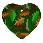 Leaves Foliage Pattern Oak Autumn Heart Ornament (Two Sides)