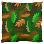 Leaves Foliage Pattern Oak Autumn Large Premium Plush Fleece Cushion Case (Two Sides)