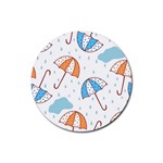 Rain Umbrella Pattern Water Rubber Coaster (Round)