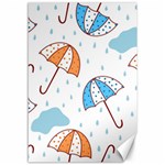 Rain Umbrella Pattern Water Canvas 12  x 18 