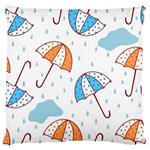 Rain Umbrella Pattern Water Standard Premium Plush Fleece Cushion Case (Two Sides)