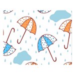 Rain Umbrella Pattern Water Premium Plush Fleece Blanket (Large)