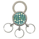 Drawing Flowers Meadow White 3-Ring Key Chain