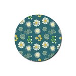 Drawing Flowers Meadow White Rubber Round Coaster (4 pack)