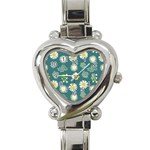 Drawing Flowers Meadow White Heart Italian Charm Watch