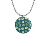 Drawing Flowers Meadow White 1  Button Necklace