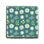 Drawing Flowers Meadow White Memory Card Reader (Square 5 Slot)