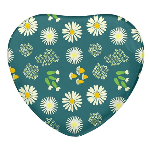 Drawing Flowers Meadow White Heart Glass Fridge Magnet (4 pack) from ArtsNow.com Front