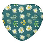 Drawing Flowers Meadow White Heart Glass Fridge Magnet (4 pack)