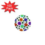 Bloom Plant Flowering Pattern 1  Mini Magnets (100 pack) 