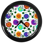 Bloom Plant Flowering Pattern Wall Clock (Black)