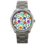 Bloom Plant Flowering Pattern Sport Metal Watch