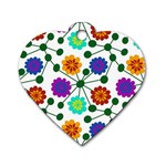 Bloom Plant Flowering Pattern Dog Tag Heart (One Side)