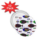 Fish Abstract Colorful 1.75  Buttons (10 pack)