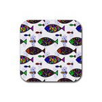 Fish Abstract Colorful Rubber Coaster (Square)