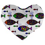 Fish Abstract Colorful Large 19  Premium Heart Shape Cushions