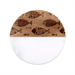 Fish Abstract Colorful Classic Marble Wood Coaster (Round) 