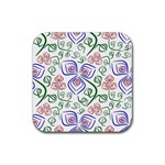 Bloom Nature Plant Pattern Rubber Coaster (Square)