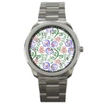 Bloom Nature Plant Pattern Sport Metal Watch