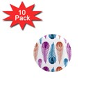 Pen Peacock Colors Colored Pattern 1  Mini Magnet (10 pack) 