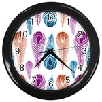 Pen Peacock Colors Colored Pattern Wall Clock (Black)