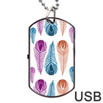 Pen Peacock Colors Colored Pattern Dog Tag USB Flash (Two Sides)