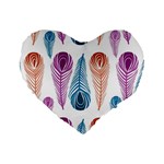 Pen Peacock Colors Colored Pattern Standard 16  Premium Heart Shape Cushions