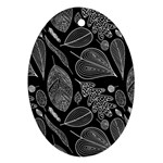 Leaves Flora Black White Nature Ornament (Oval)