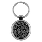 Leaves Flora Black White Nature Key Chain (Round)