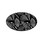 Leaves Flora Black White Nature Sticker Oval (100 pack)