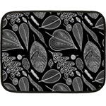 Leaves Flora Black White Nature Fleece Blanket (Mini)