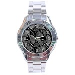 Leaves Flora Black White Nature Stainless Steel Analogue Watch