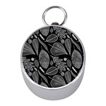 Leaves Flora Black White Nature Mini Silver Compasses