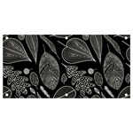 Leaves Flora Black White Nature Banner and Sign 4  x 2 